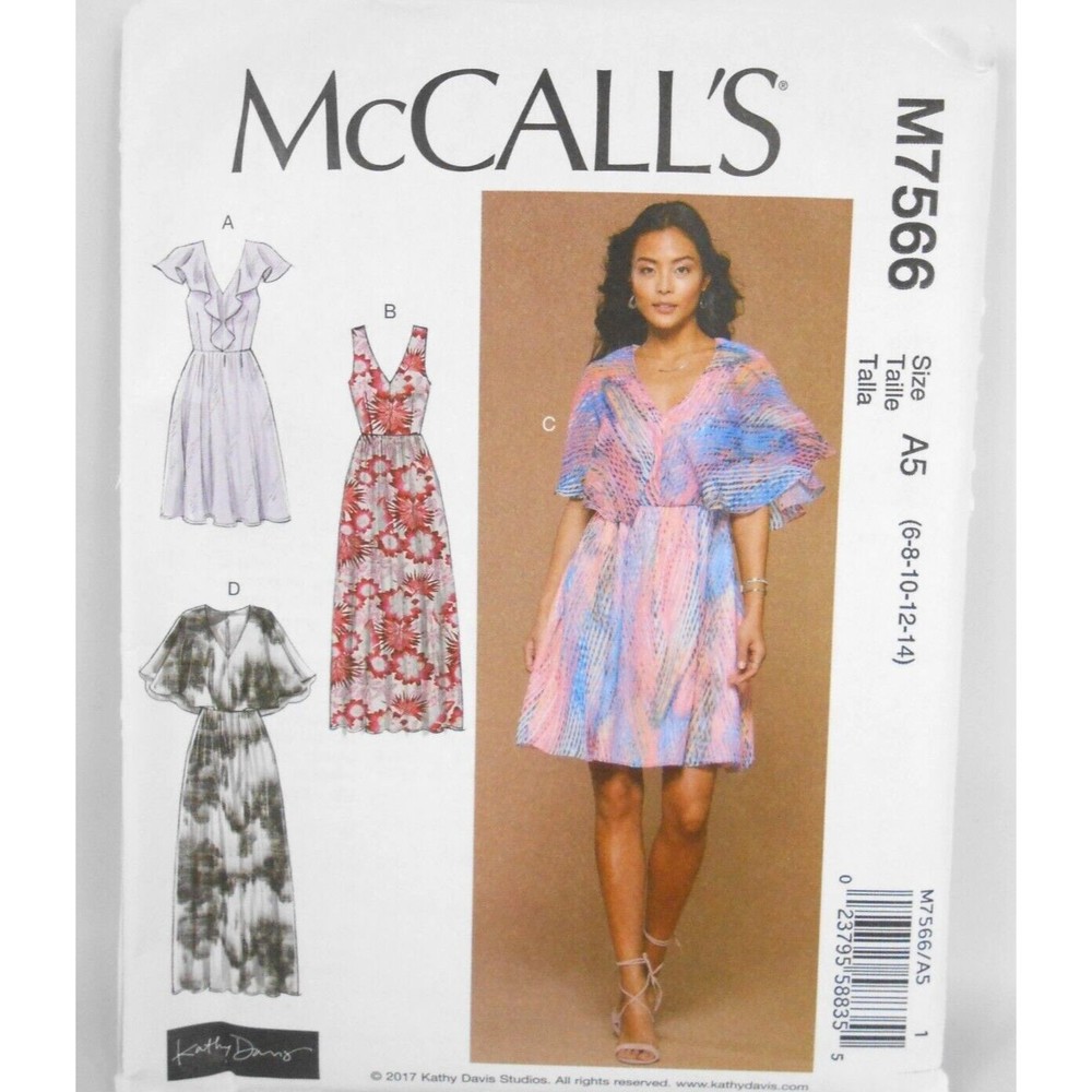 McCall's Sewing Pattern M7566 Misses Dresses Sizes 6-14 Kathy Davis Design Uncut